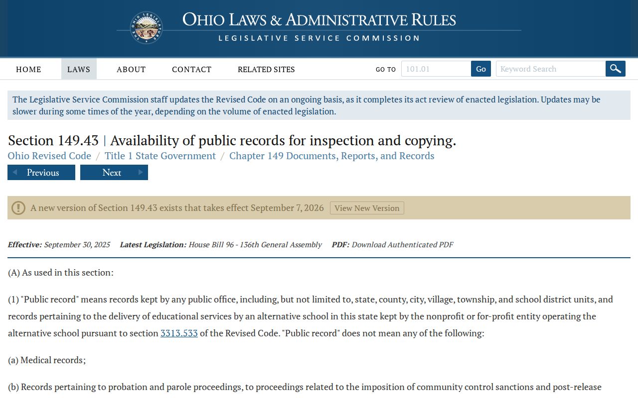 Springfield Township residents directory Ohio Public Records Act source
