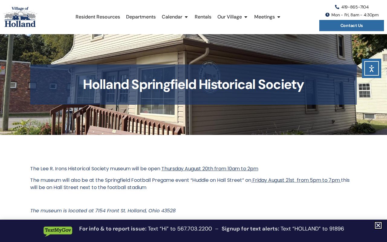 Springfield Township previous residents historical society resource