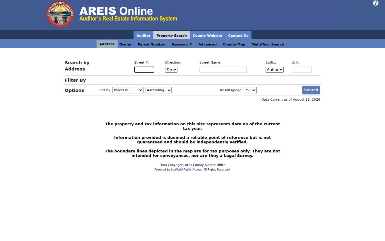 Springfield Township street directory AREIS address search fields