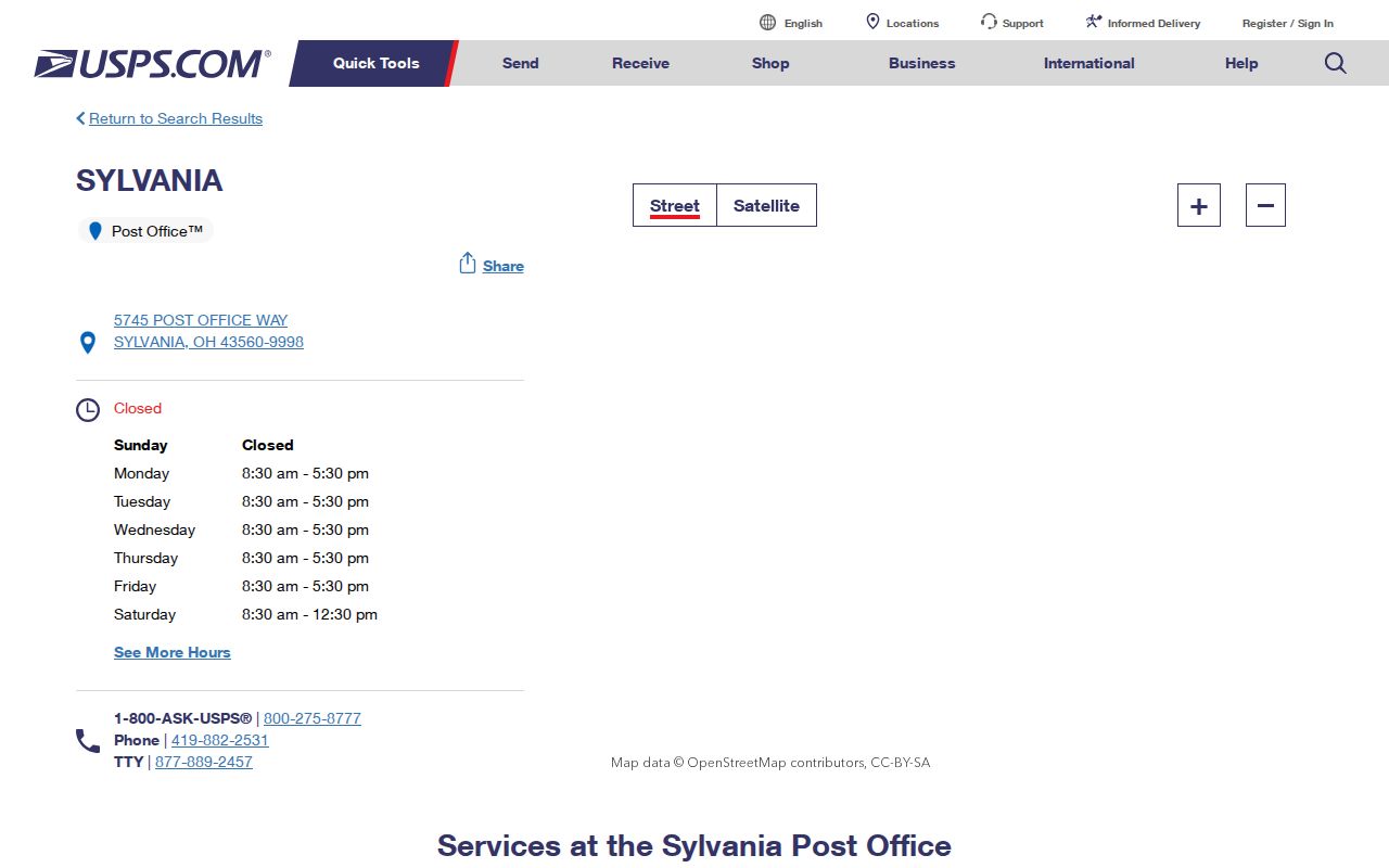 Springfield Township ZIP directory Sylvania postal anchor